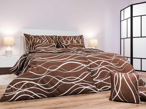 Set di lenzuola in cotone "Onde di banana" su fondo marrone scuro, 140x200 cm, 70x90 cm