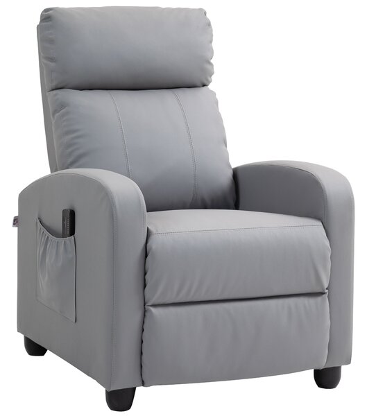 HOMCOM Poltrona Relax Massaggiante con Telecomando e 8 Programmi, Reclinazione e Poggiapiedi, Grigio Chiaro