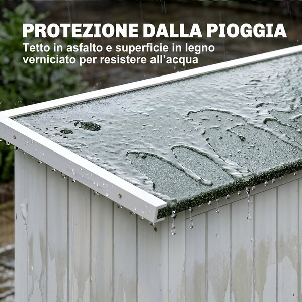Outsunny Casetta da Giardino con Porta Doppia e Tetto inclinato, Mensole e Finestre, in Legno, 127.5x50x164cm, Grigio chiaro | Aosom Italy