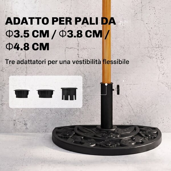 Outsunny Base per Ombrellone con Palo da 35mm / 38mm / 48mm Cemento Φ50x32x32cm|Aosom