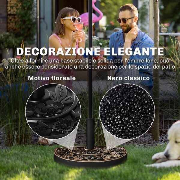 Outsunny Base per Ombrellone con Palo da 35mm / 38mm / 48mm Cemento Φ50x32x32cm|Aosom