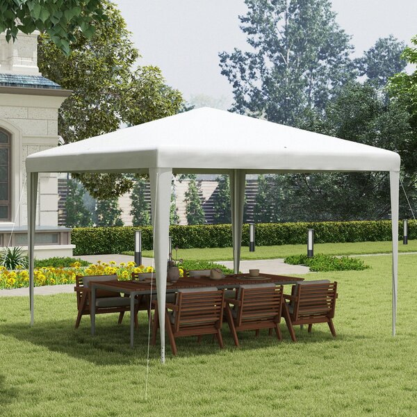 Gazebo da Giardino 293x293 cm Pieghevole e Portatile con Copertura Anti UV Bianco