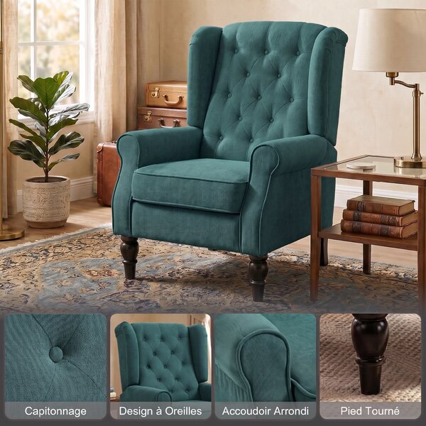 HOMCOM Poltrona per Salotto in Stile Francese con Seduta Imbottita e Cuscini, in Poliestere, 74x86x102 cm, Verde Scuro | Aosom Italy