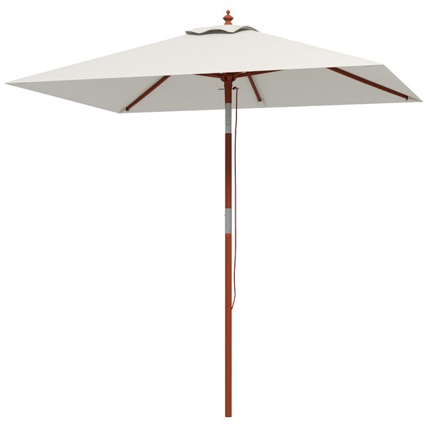 Ombrellone da Giardino Rettangolare Inclinabile 200x150x235H cm Apertura a Corda Beige