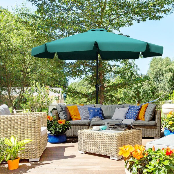 Ombrellone da Giardino Ø266x248,5 cm Inclinabile con Manovella Verde