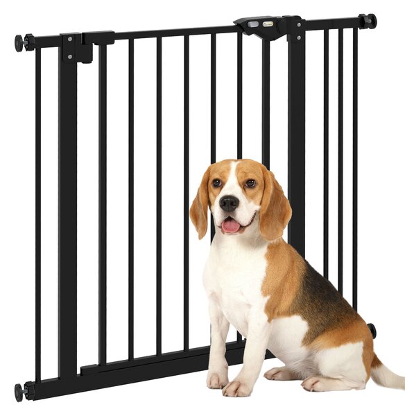 Cancelletto per Cani a 2 Estensioni con Larghezza Regolabile fino 100 cm e Chiusura Automatica Nero