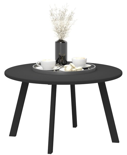 Tavolino da Giardino Rotondo in Stile Industriale Ø70x42 cm in Metallo Nero