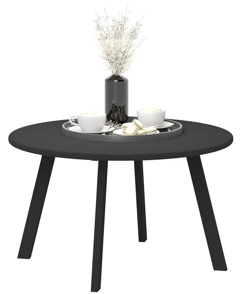 Tavolino da Giardino Rotondo in Stile Industriale Ø70x42 cm in Metallo Nero