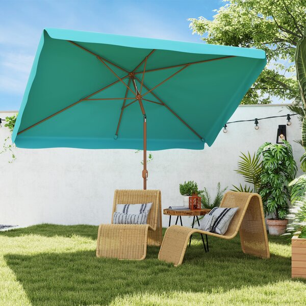 Ombrellone da Giardino 300x200x235H cm Inclinabile e Anti UV 50+ Turchese