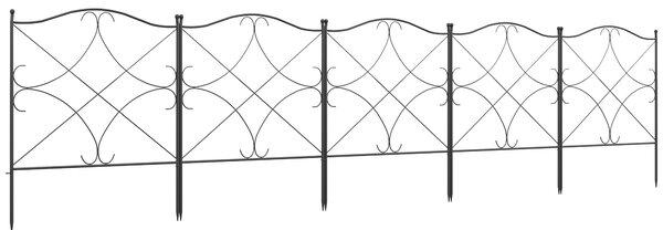 Recinzione Esterna a 5 Pannelli 305x62 cm Configurabile in Metallo Nero