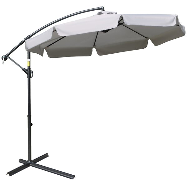 Ombrellone da Giardino a Braccio Ø265x265H cm con Apertura a Manovella Grigio