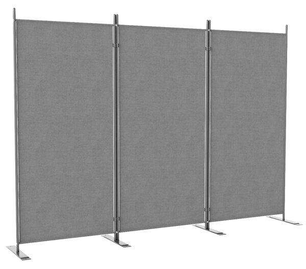Paravento Separè da Esterno 3 Pannelli 252x44x176 cm Pieghevole e Regolabile in Poliestere Grigio Carbone