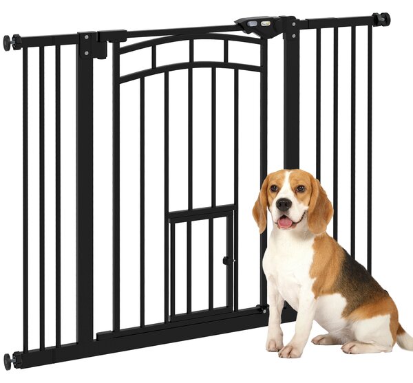 Cancelletto per Cani Taglia Piccola e Media 74-100x76 cm con Chiusura Automatica Nero