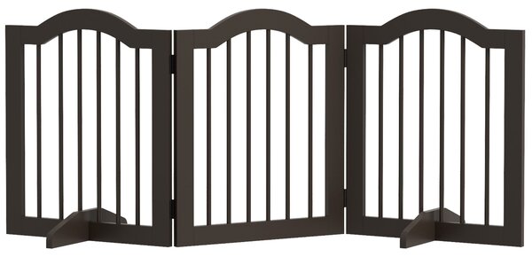 Cancelletto per Cani Pieghevole a 3 Sezioni 154,5x29,5x61 cm in Legno Caffè