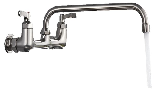 KLARWERK® ALEX | Miscelatore per uso alimentare, montaggio a parete, finitura argento | Rubinetto da cucina in acciaio inossidabile, design lungo e piatto | Rubinetto per ristorante, montaggio a parete