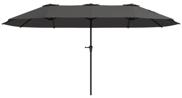 Ombrellone Doppio da Giardino 400x220x234H cm con Prese d'Aria e Manovella Nero e Grigio Scuro