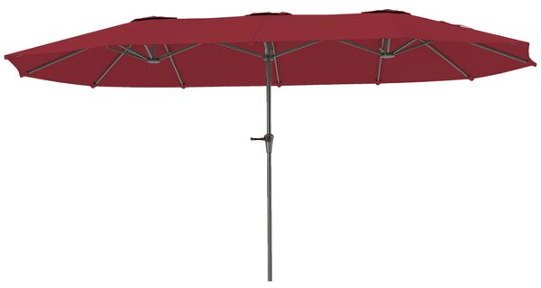 Ombrellone Doppio da Giardino 400x220x234H cm con Prese d'Aria e Manovella Nero e Rosso