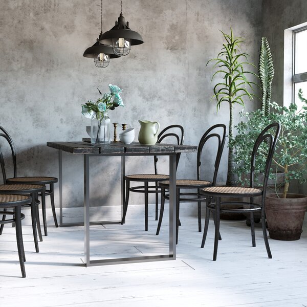 Set 2 Gambe per Tavolo Rettangolari Stile Industriale 60x8x72 cm Capacità 60 kg in Acciaio Nero