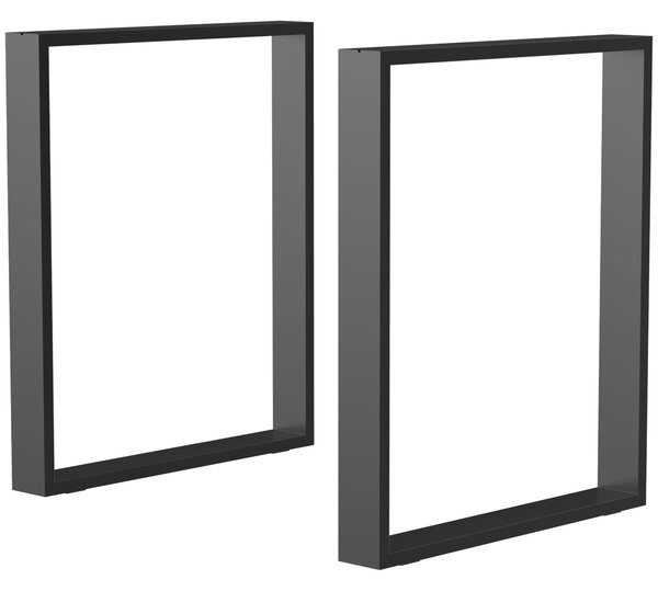 Set 2 Gambe per Tavolo Rettangolari Stile Industriale 60x8x72 cm Capacità 60 kg in Acciaio Nero