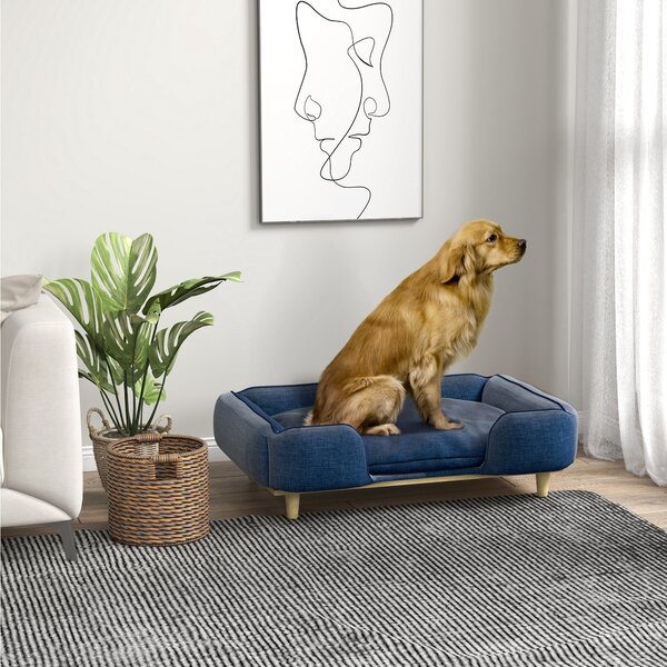 Divano per Cani Taglia Grande fino 30 kg 96x66x24 cm con Cuscino Rimovibile Blu