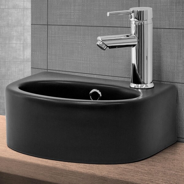 Lavabo da appoggio LuxeBath Oval 33,5x25,5x13 cm, nero opaco, Vetroceramica