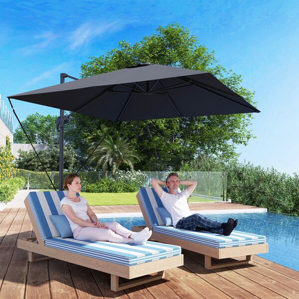 Ombrellone da Giardino a Braccio 244x244x255 cm Girevole a 360° Grigio Scuro