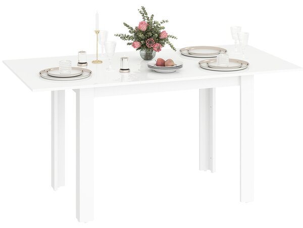 Tavolo da Pranzo Allungabile 120-160x80x78 cm per 4-6 Persone con Pannelli a Ribalta in Legno Bianco