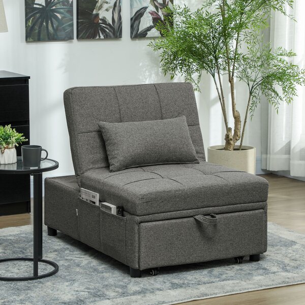 Poltrona Letto Clic Clac 4 in 1 Convertibile in Chaise Longue e Poggiapiedi Grigio