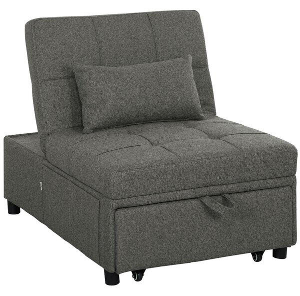 Poltrona Letto Clic Clac 4 in 1 Convertibile in Chaise Longue e Poggiapiedi Grigio