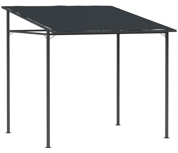 Gazebo Pergola Addossata Inclinata con Chiusure a Strappo 238x238x235-194 cm Grigio Scuro