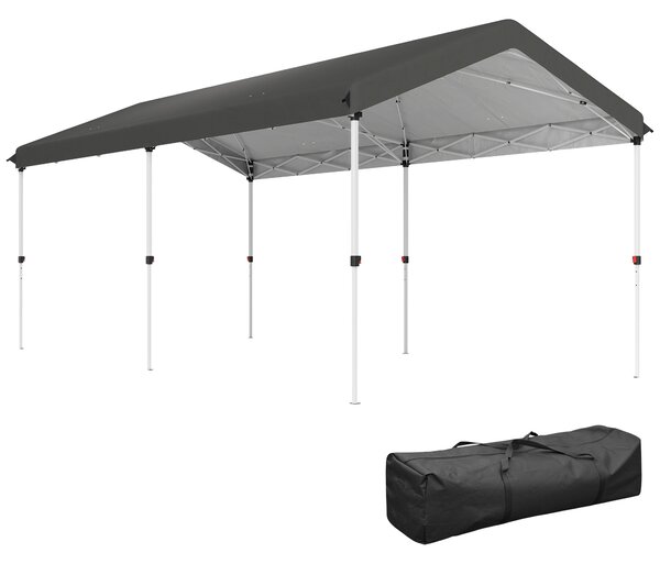 Gazebo Pieghevole Pop Up 584x297,5x272 cm UPF50+ e Altezza Regolabile Grigio Scuro