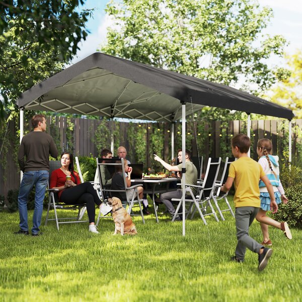 Gazebo Pieghevole Pop Up 584x297,5x272 cm UPF50+ e Altezza Regolabile Grigio Scuro