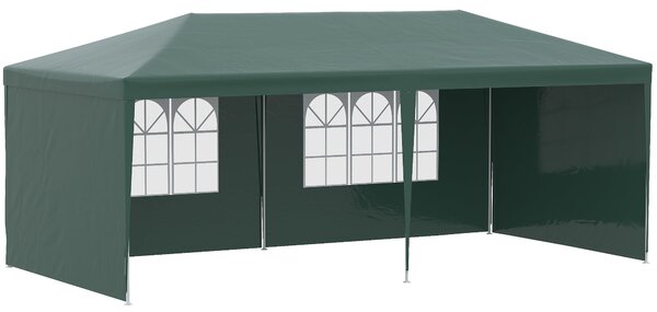 Gazebo da Giardino 585x295x255 cm con Pareti Rimovibili e Finestre Trasparenti Verde