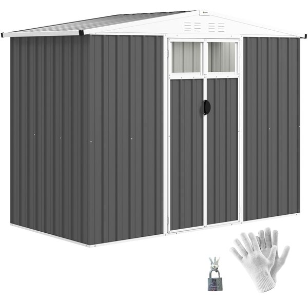 Capanno da Giardino Porta Attrezzi 246x117x180 cm in Acciaio Zincato Grigio Scuro