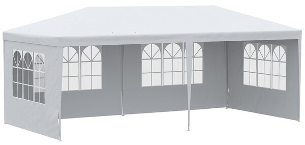 Gazebo da Giardino 580x290x250 cm con Pareti Rimovibili e Finestre Trasparenti Bianco