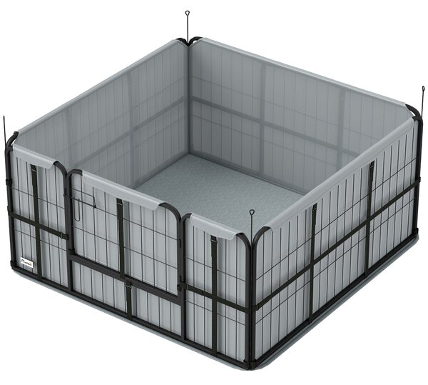 PawHut Parco di Parto per Cani Cuccia per Cani con Porta Tappeto di Pulizia Lavabile 122 x 122 x 60 cm nero