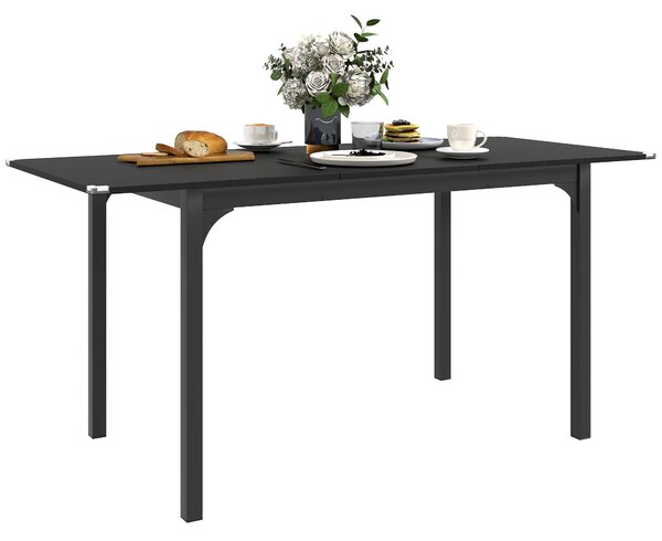 Tavolo Allungabile 4-6 Posti 120-160x70x75 cm Piano in MDF con Protezione Angoli Nero