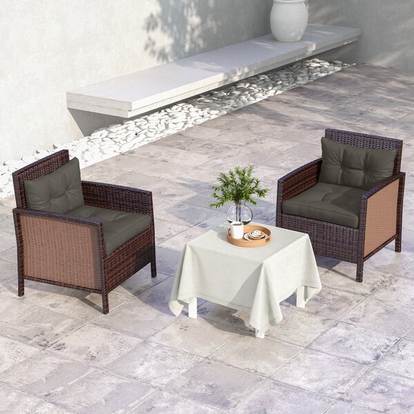 Outsunny Set di 4 cuscini per il giardino con 2 cuscini per la seduta e 2 cuscini per lo schienale, poliestere, grigio antracite