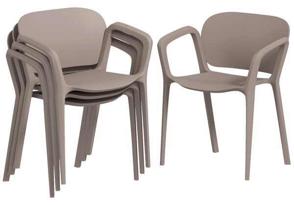 Set 4 Sedie da Giardino 60x56x75 cm Impilabili in Polipropilene Grigio