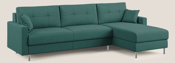 Megan divano letto angolare in microfibra smacchiabile T11 petrolio