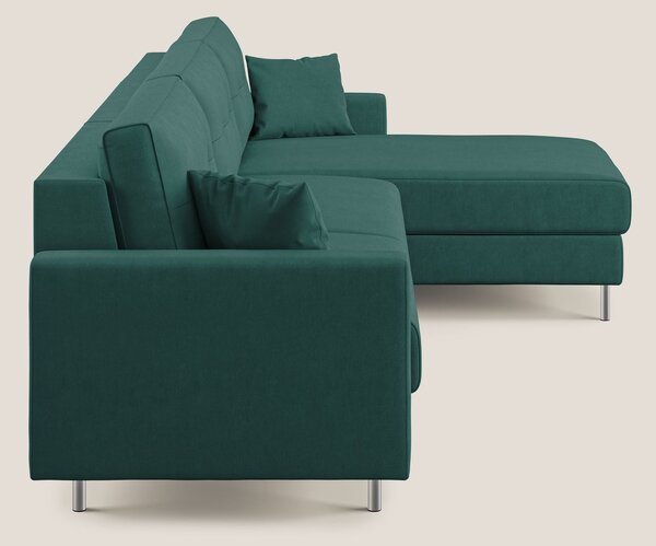 Megan divano letto angolare in microfibra smacchiabile T11 petrolio