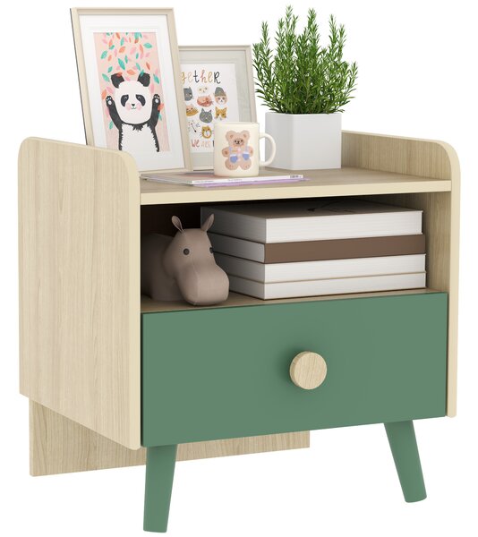 AIYAPLAY Comodino per bambini tavolino per bambini con cassetto e nicchia, piccolo tavolino in legno per camera dei bambini