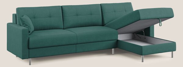 Megan divano letto angolare in microfibra smacchiabile T11 petrolio