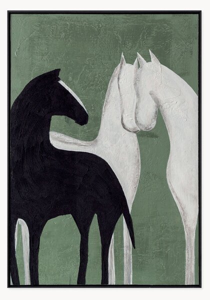 Quadro dipinto a mano con cornice in legno Contrast