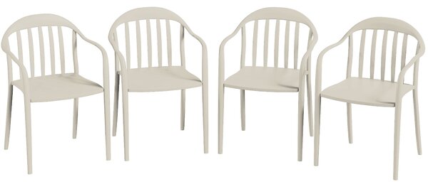 Set 4 Sedie da Giardino 57x54x78 cm Impilabili con Schienale Alto in PP Bianco