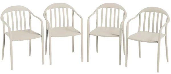 Set 4 Sedie da Giardino 57x54x78 cm Impilabili con Schienale Alto in PP Bianco