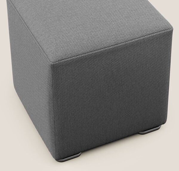 Cube pouf in tessuto morbido smacchiabile T05 antracite