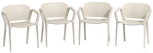 Set 4 Sedie da Giardino Design Moderno 60x56x75 cm Impilabili in PP Bianco