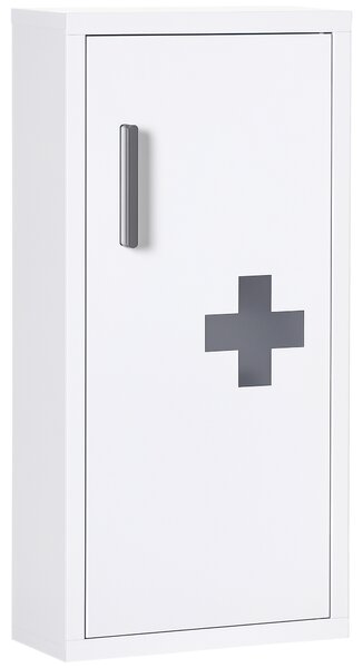 Kleankin Armadietto Medicinali a 3 Ripiani con Porta Magnetica, in Acciaio, 30x12x60 cm, Bianco|Aosom
