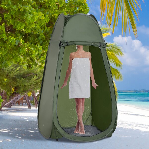 Tenda da Doccia Pop Up Impermeabile 100x100x185 cm in Poliestere Verde Militare